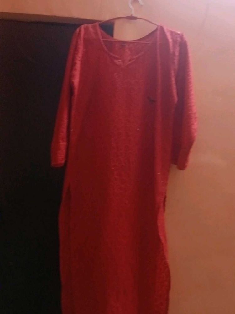 Red Embroidered Kurti