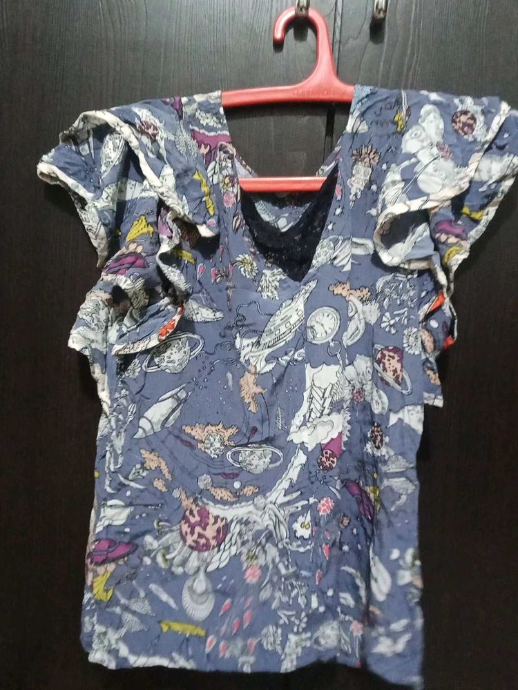 Printed Ruffle Top