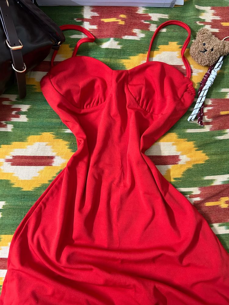 ⋆˚࿔ Bright Red Mini Dress