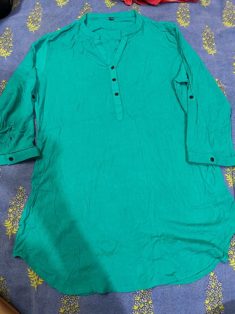 Green Casual Tunic Top