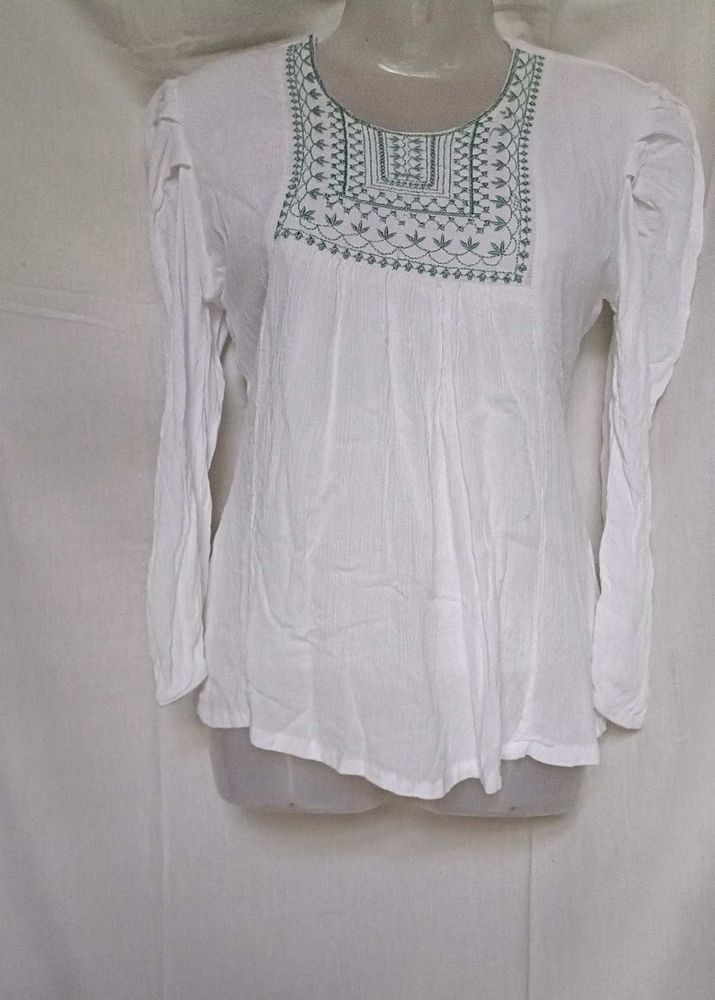 White Embroidered Top
