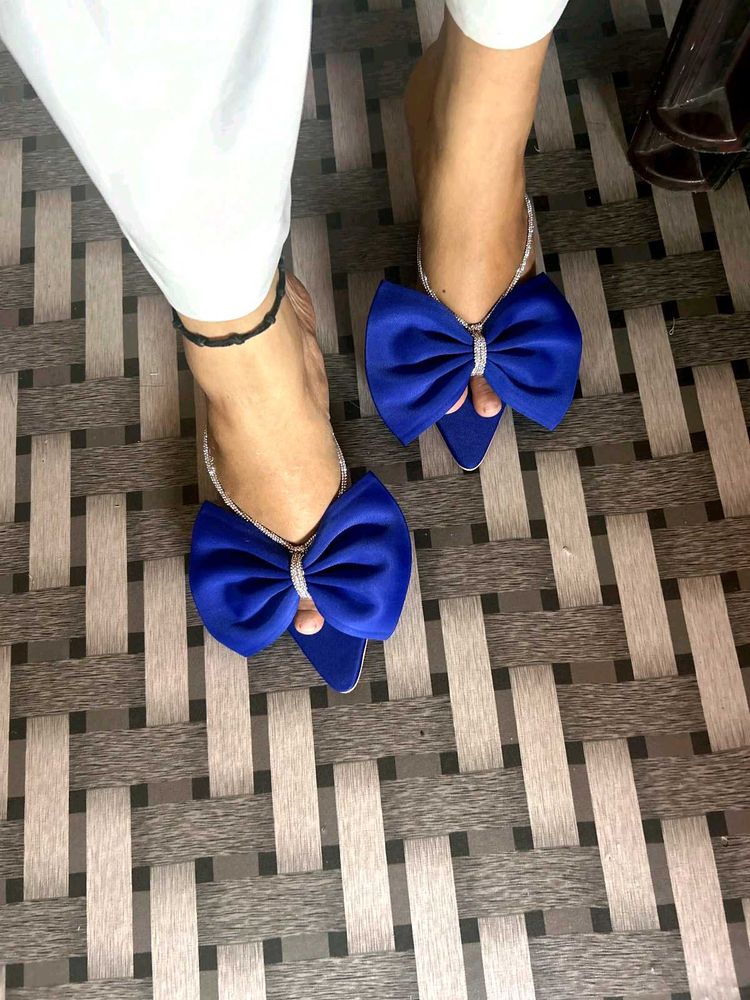 Blue Cute Bow Heel