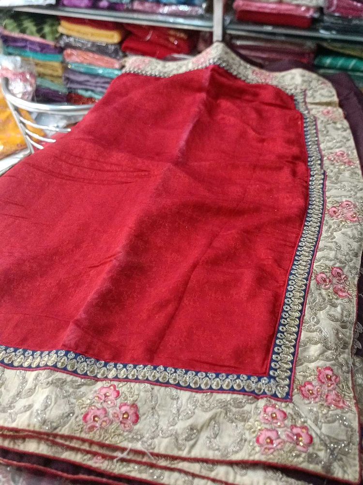 Elegant Red Saree (Marginal Issue)