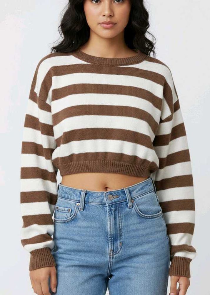 Striped Cropped Pullover Sweater