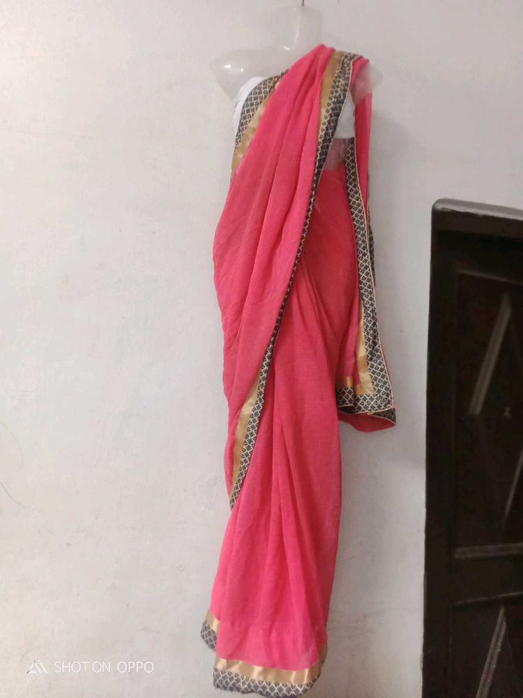 Pink Saree with Border