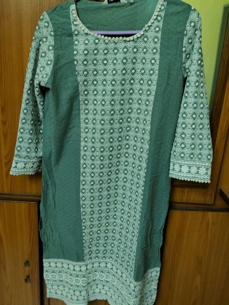Green Printed Kurta