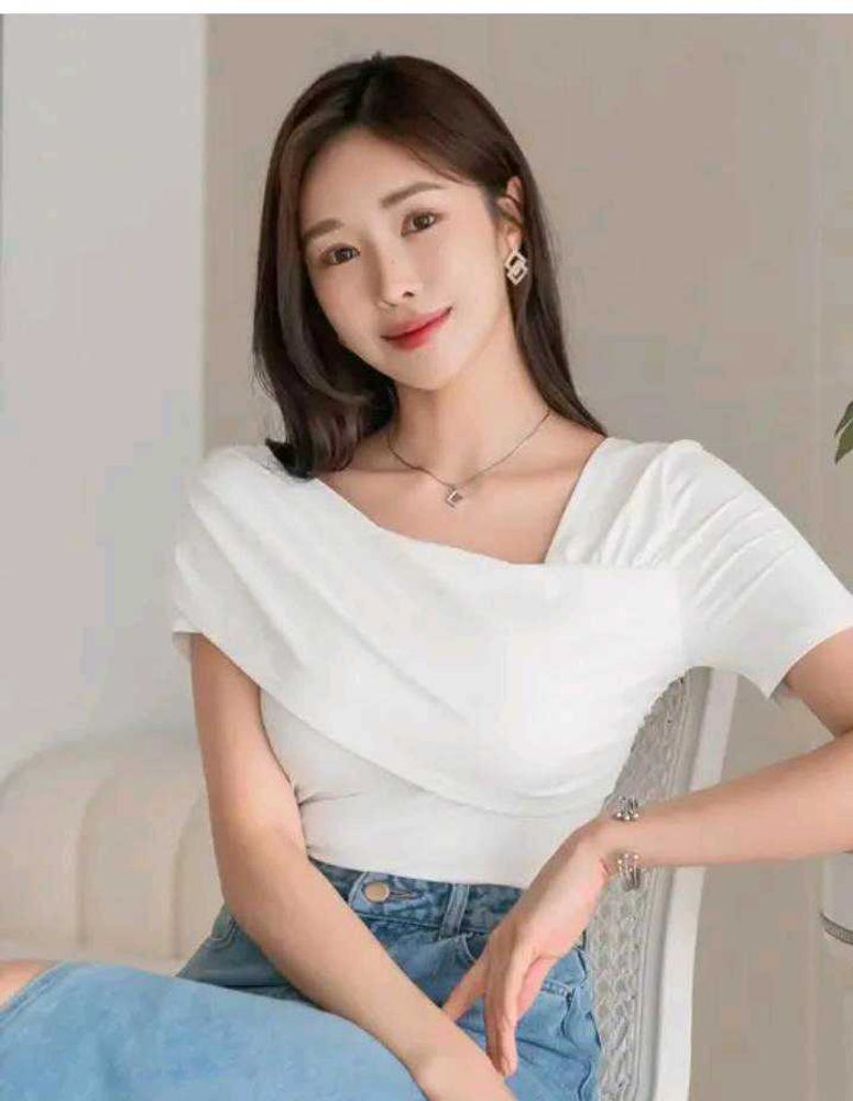 Chic White Draped Neckline Top