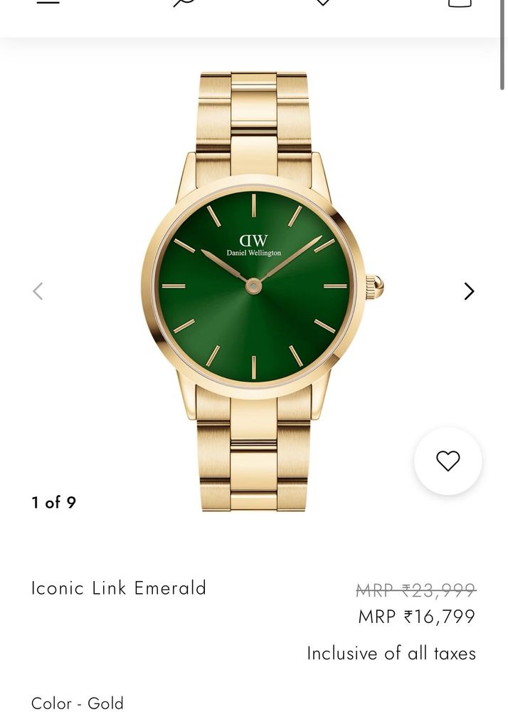 Daniel Wellington Gold Watch with Green Face