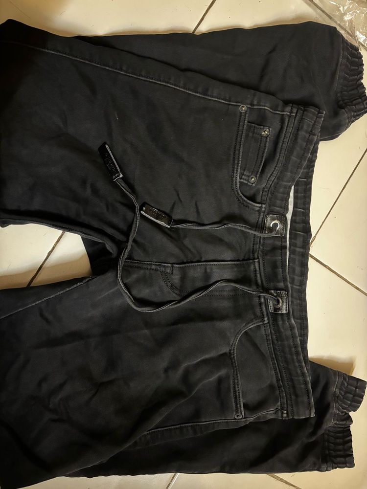 Black Denim Joggers