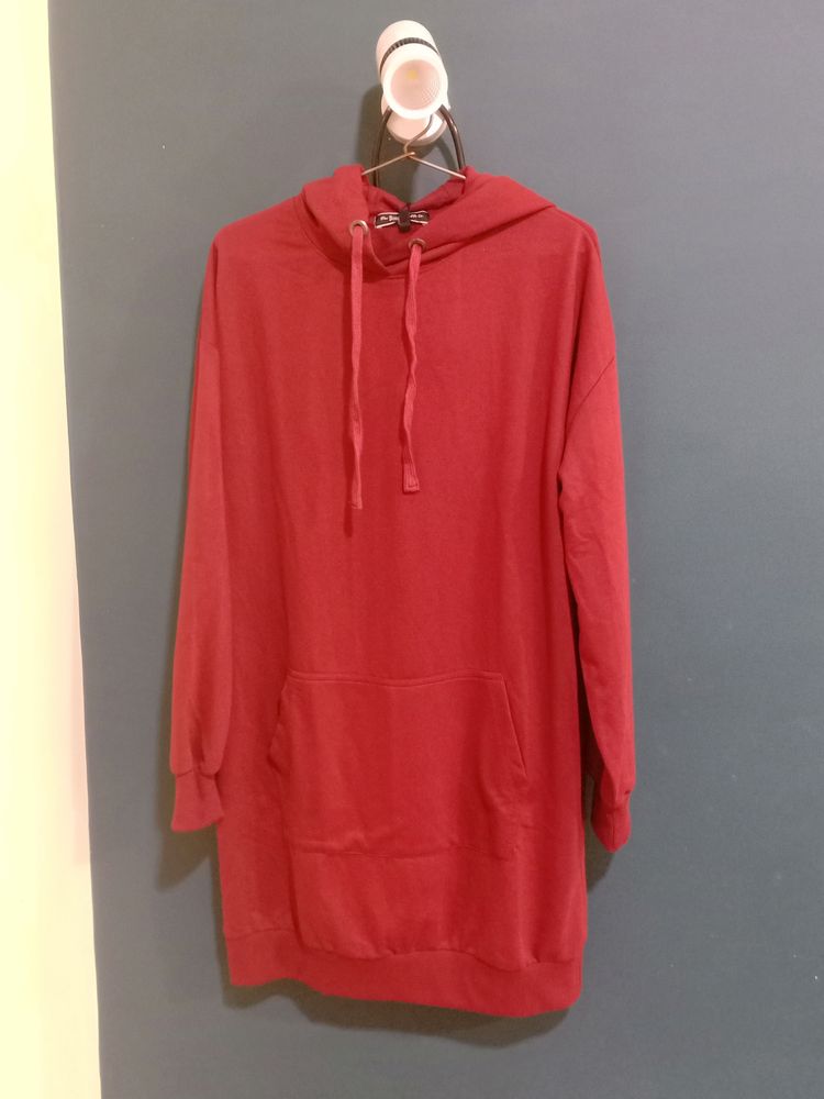 THE ROADSTER HOODIE DRESS. BRICK RED or MAROON COLOUR. L SIZE