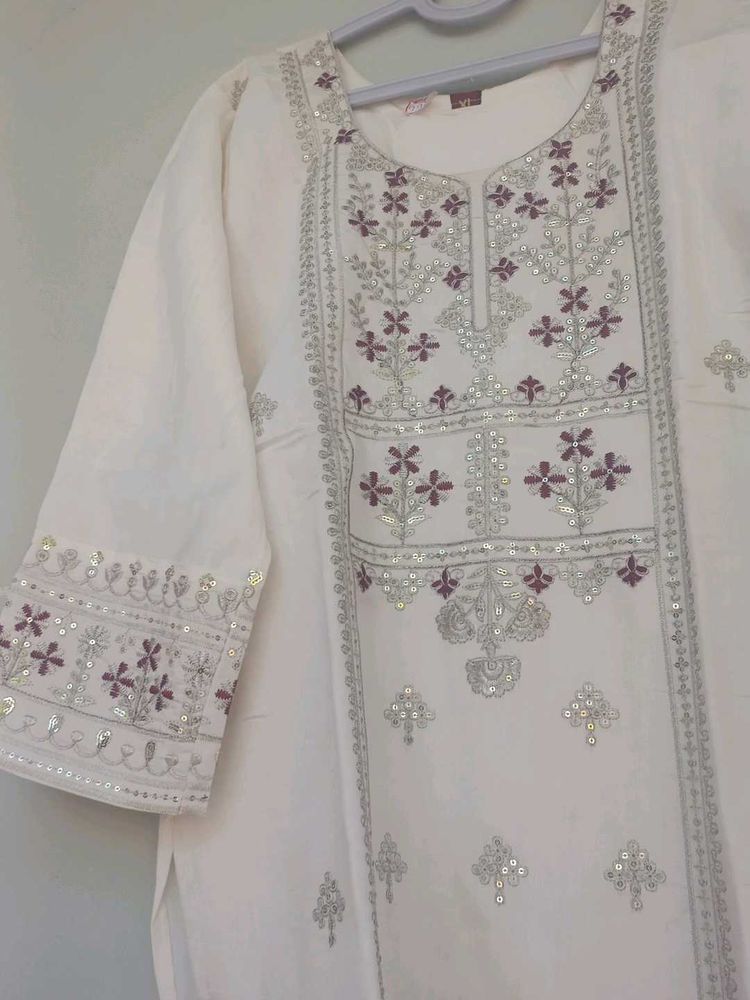 Embroidered White sharara set