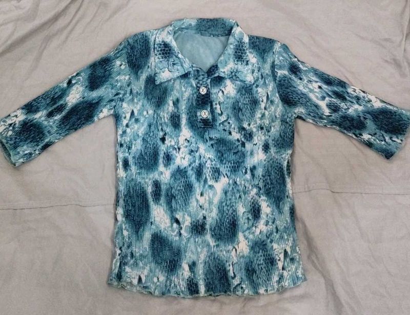 Blue Patterned Top