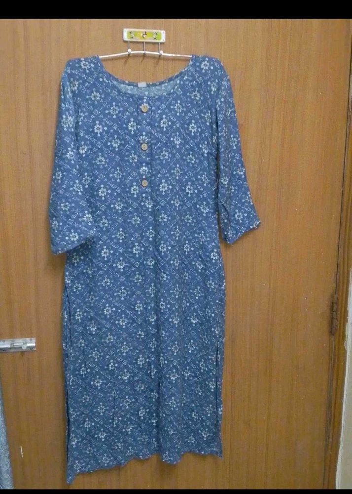 Blue Printed Kurti Dress 2xl size cotton