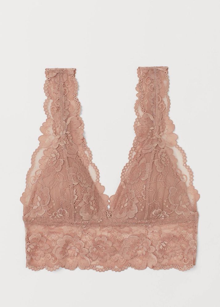 Wattiertes Bralette aus Spitze - Puderrosa - DAMEN