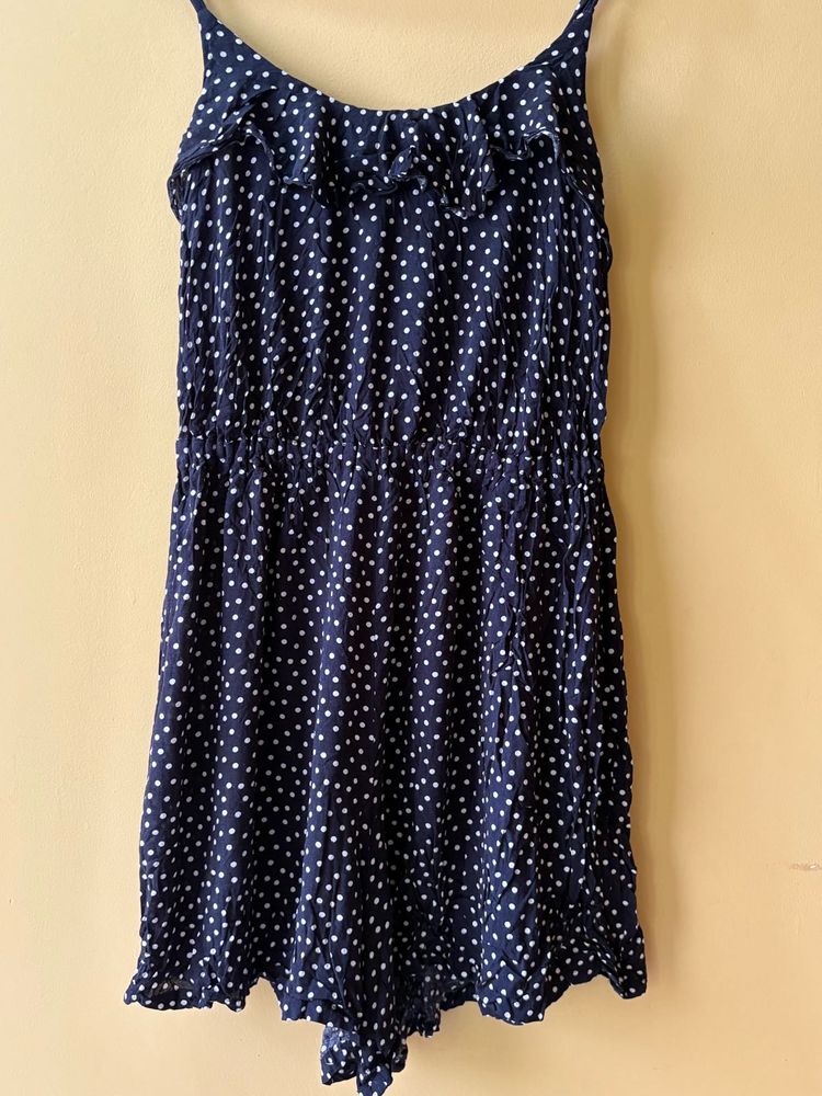 Navy Polka Dot Romper