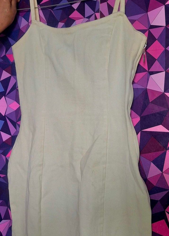 H&amp;M White Denim Bodycon Dress