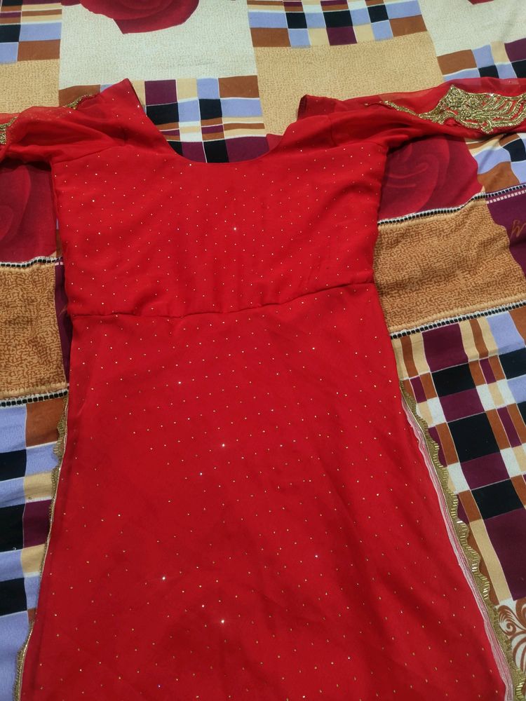 Beautiful Embroidery Blood Red Boutique Suit Fo