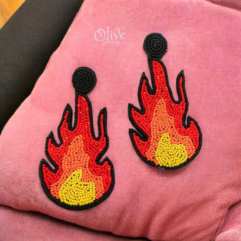 Flame Beaded Earrings