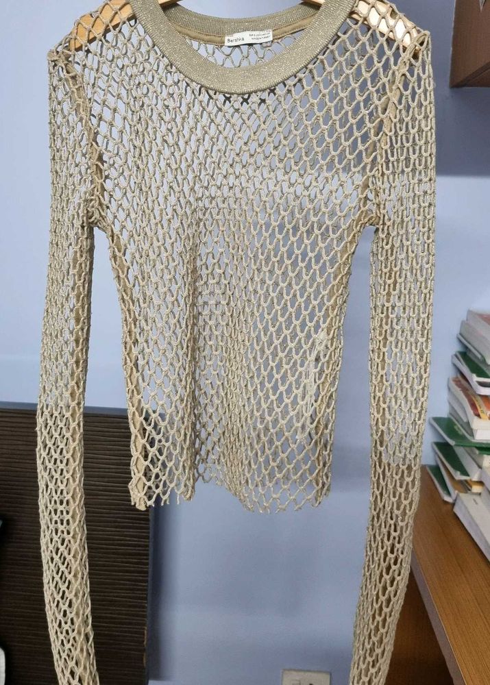 BERSHKA WOMEN TOP GOLD 26&#34; New COVER Up