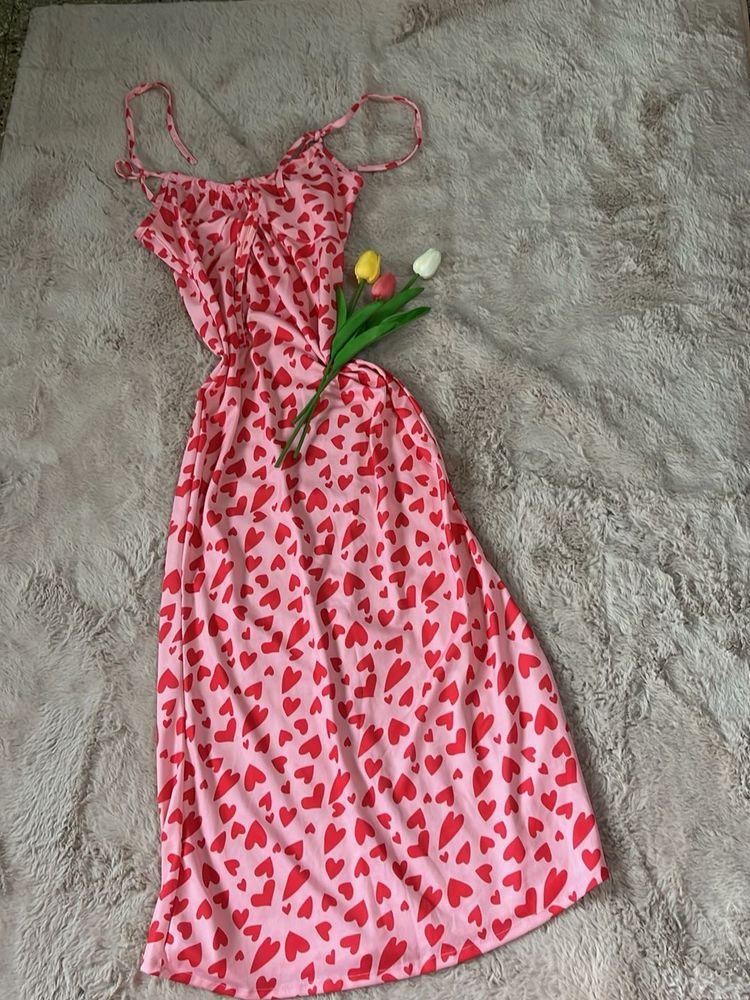 Heart Print Slip Dress