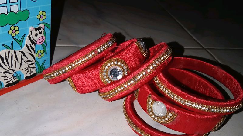Stop 📣Check Out The Offer Price!!! Two Combo Handimade Silk Bangles For Ethinc Wears Looks Great For Saree Wear,Kurta Wears Offer 🔚 🔜
