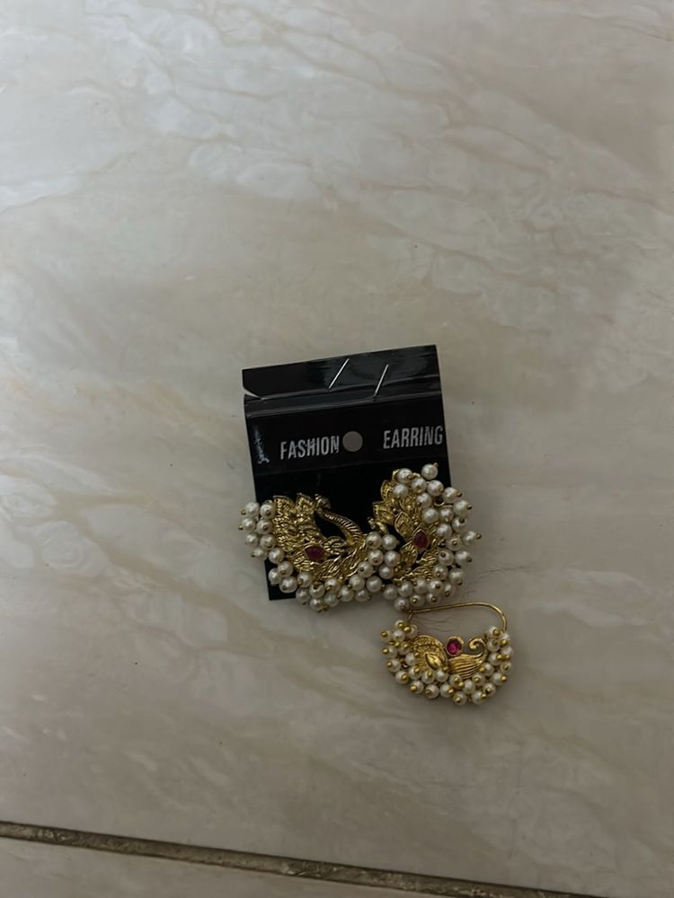 Affordable Marathi Style Nath And Earrings
