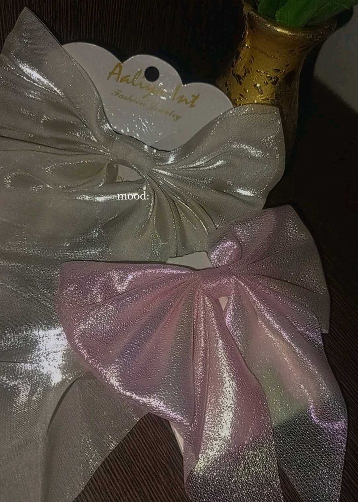 Combo Of White And Pink Bow Clips