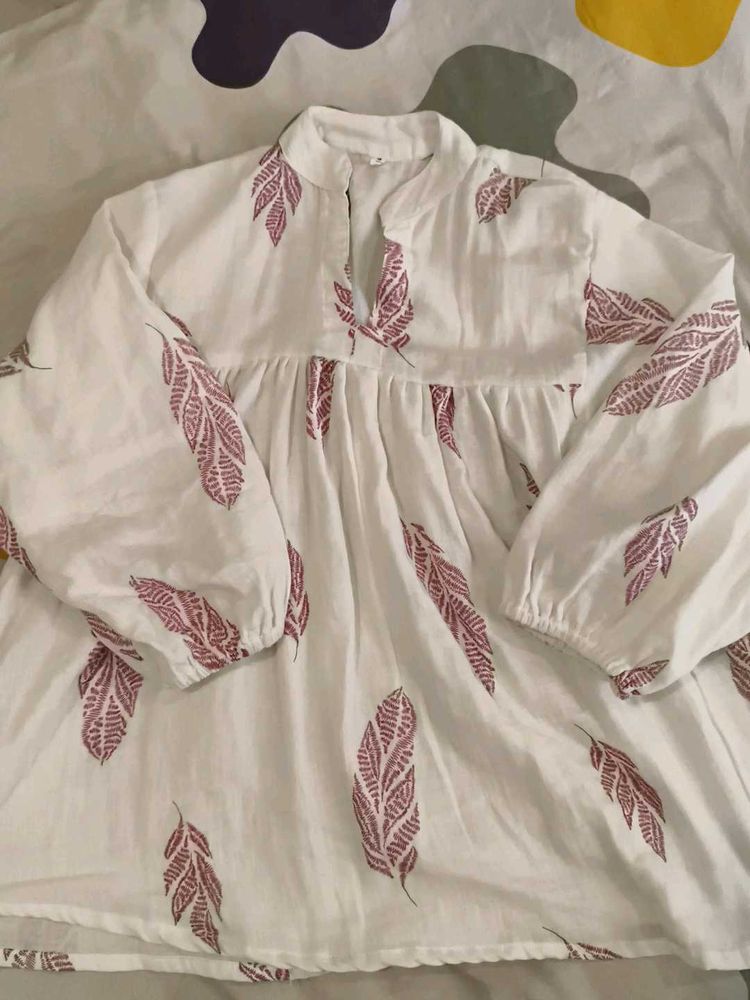 Feather Print Long Sleeve Tunic