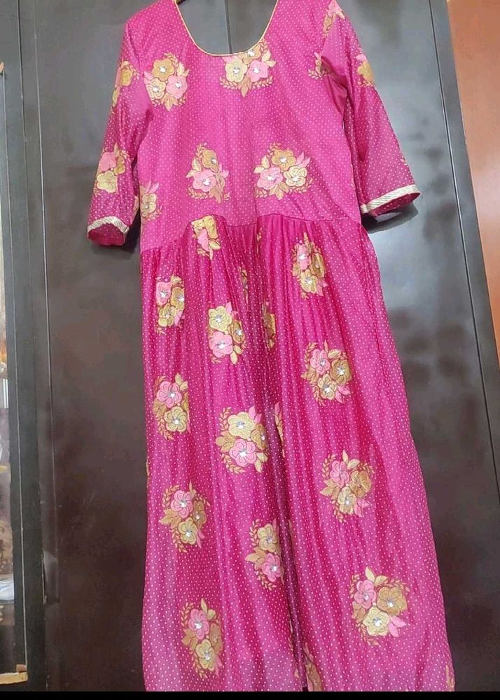 Rose  Color Ethnic Anarkali Gown For 42 Bust