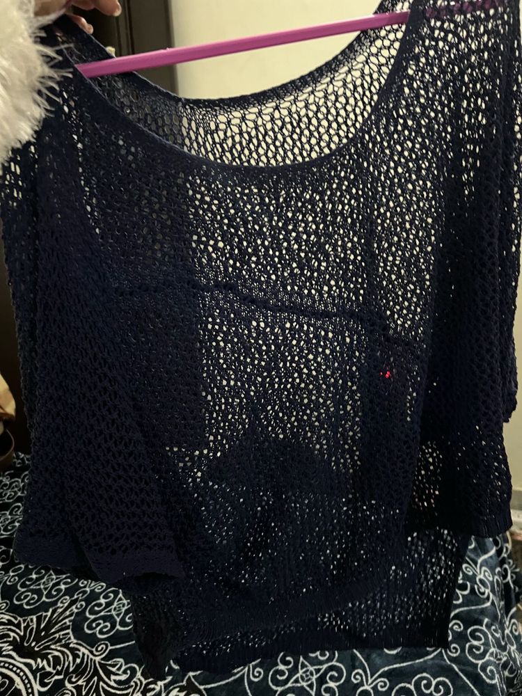 Navy Blue Knit Top