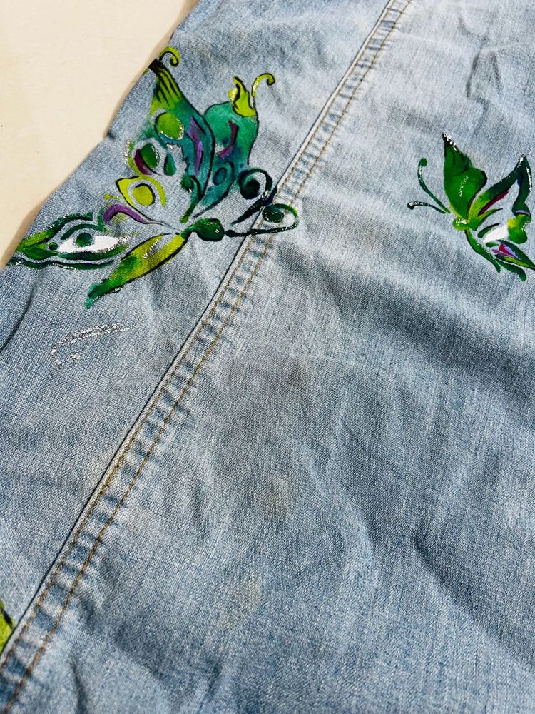 Butterfly Design Denim Jeans