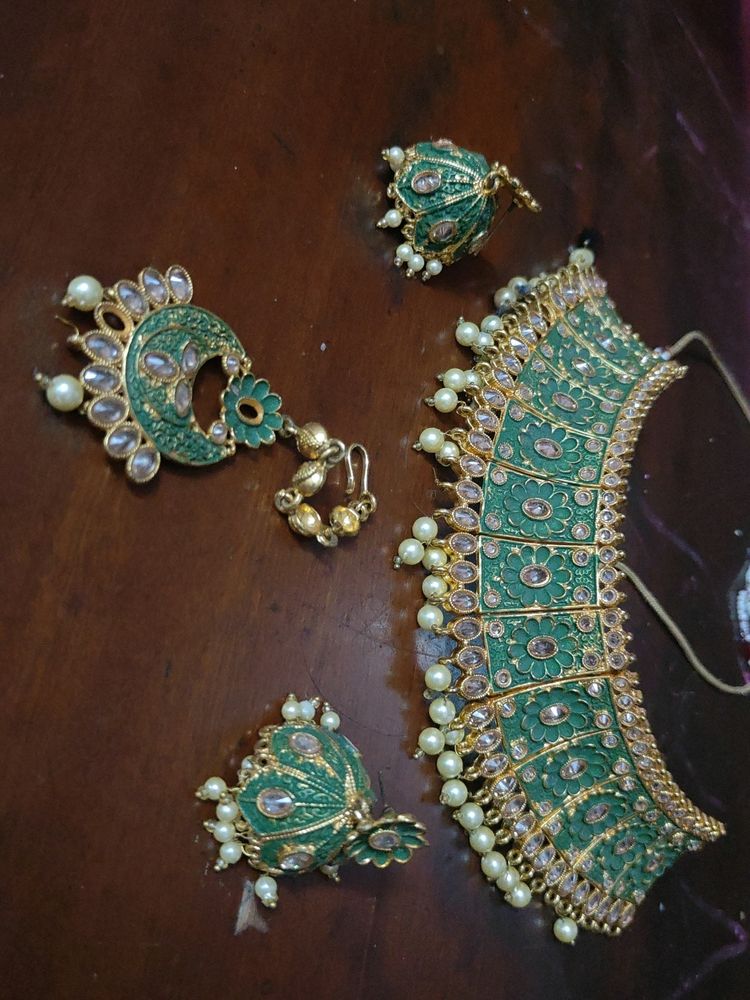 Green Choker Jhumka#choker#jhumka #green #new