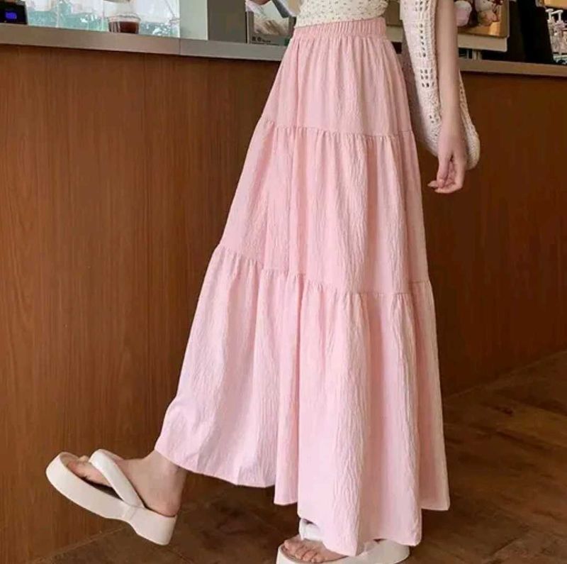 Pink Tiered Maxi Skirt