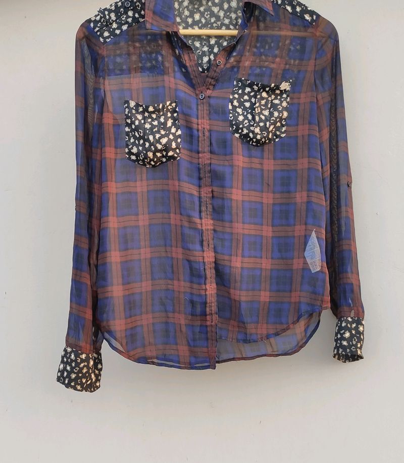 Plaid Print Three Quarter Shirt