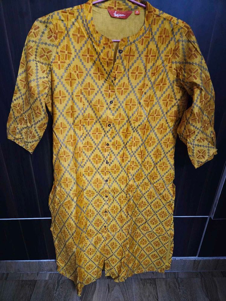 Yellow Patterned Kurta