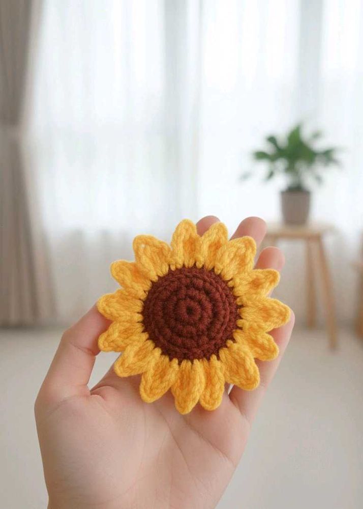 handmade Crochet Sunflower clip
