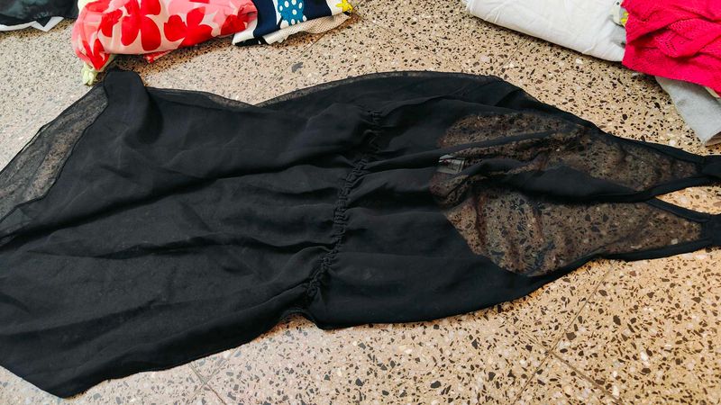 Black Back Less Dress