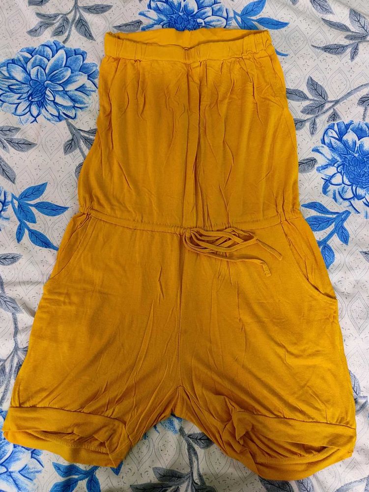 Mustard Color Sleeveless Jumpsuit