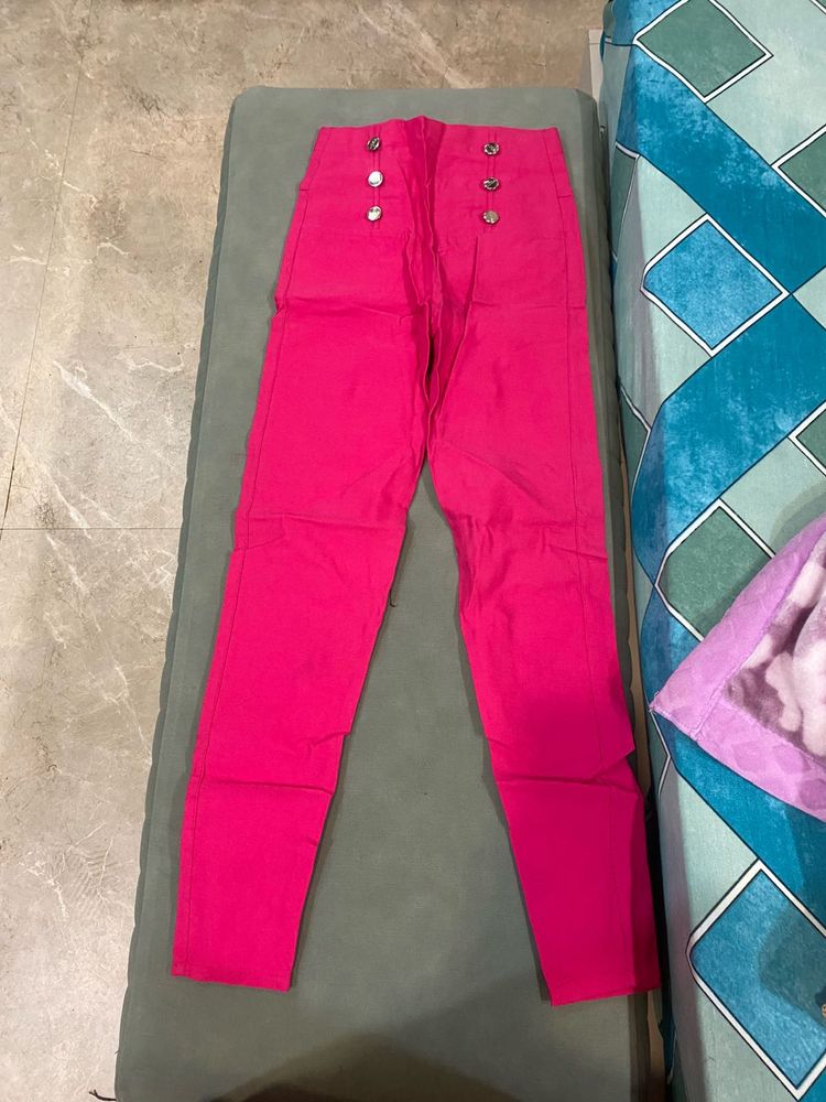 Bright Pink High Waisted Pants