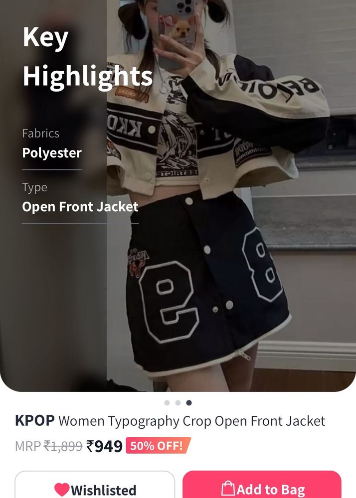 Women Typography Crop Open Front Jacket