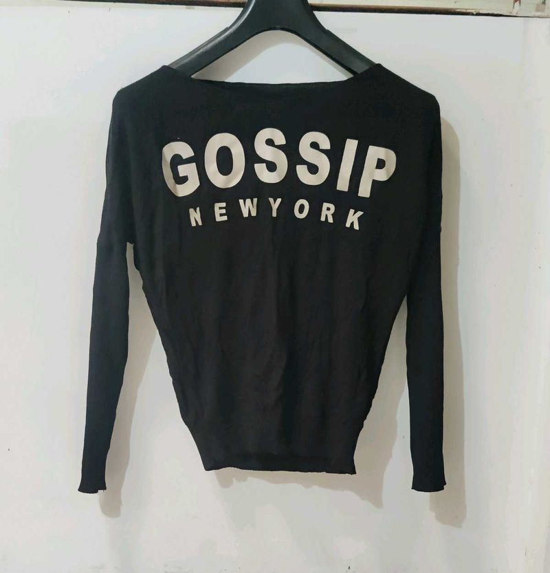 Black 'Gossip' Long Sleeve Top