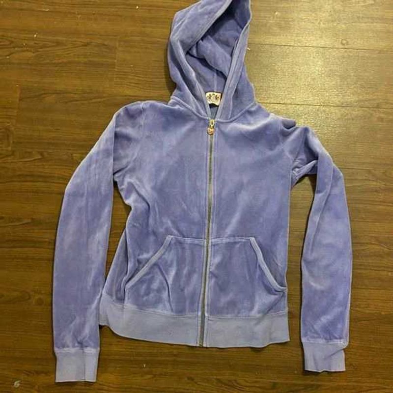 H&amp;M Baby Blue Velour Zip-up Hoodie