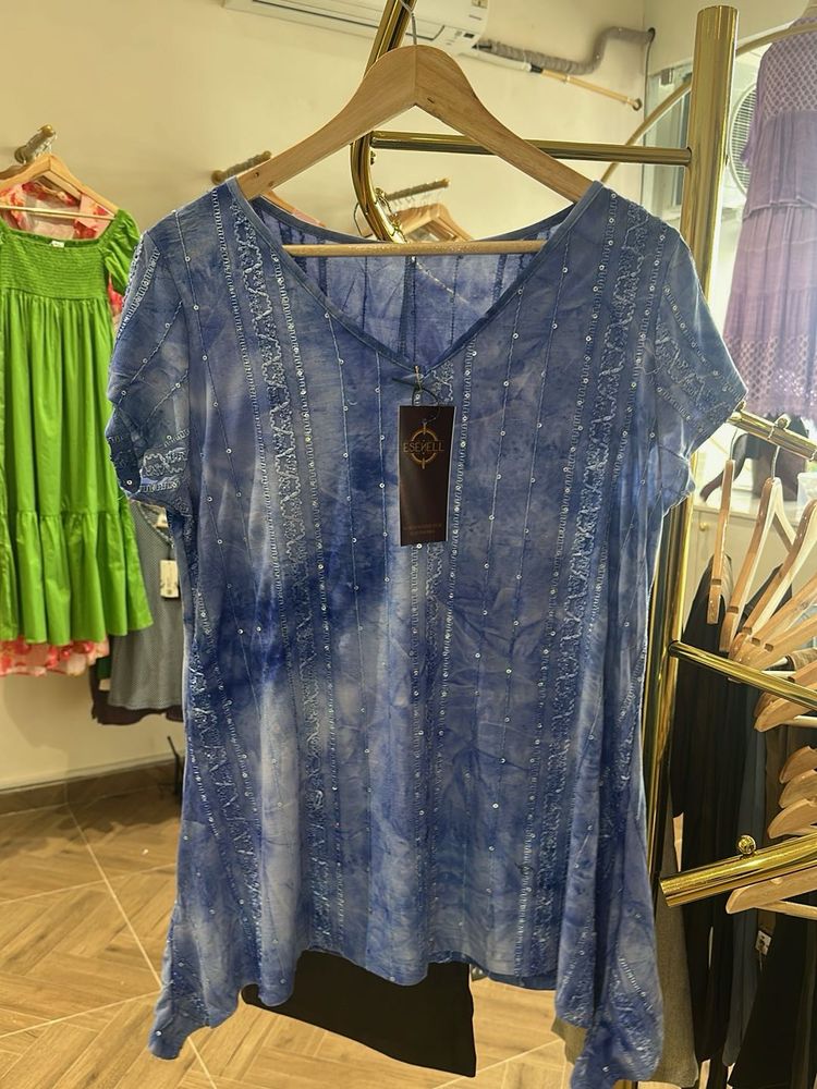 Blue Embellished Top