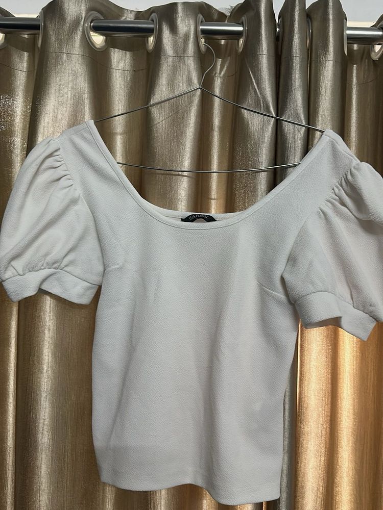 Chic White Puff Sleeve Crop Top