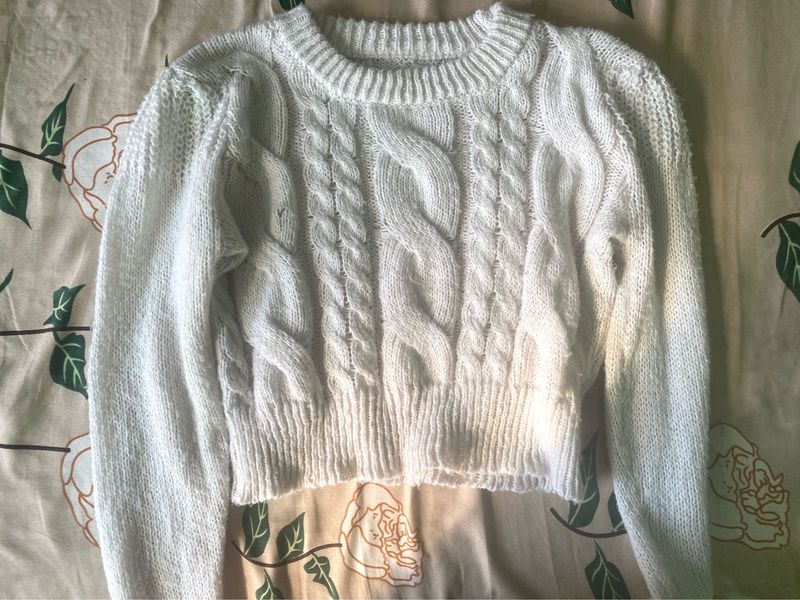 Cozy White Cable Knit Sweater