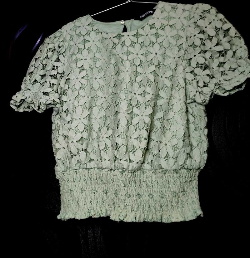 FabAlley Green lace pattern top