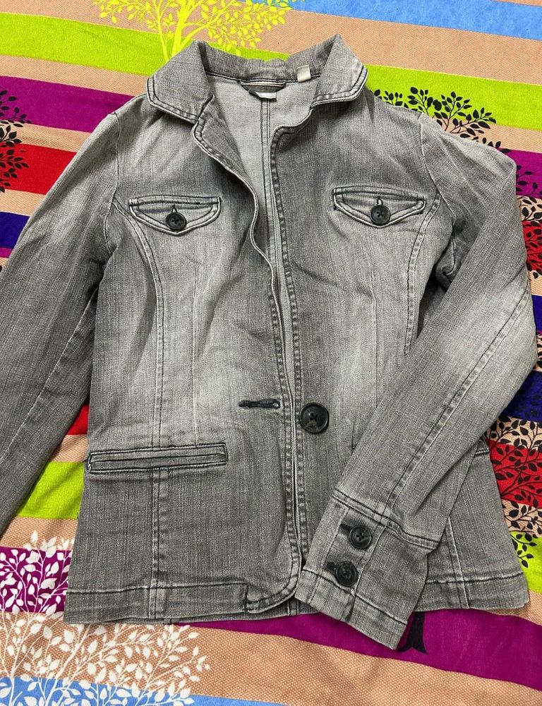 Gray Denim Blazer