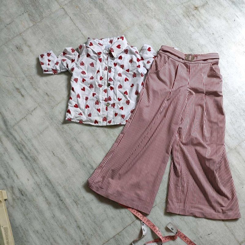 Girls&#39; Heart Print shirt plazo