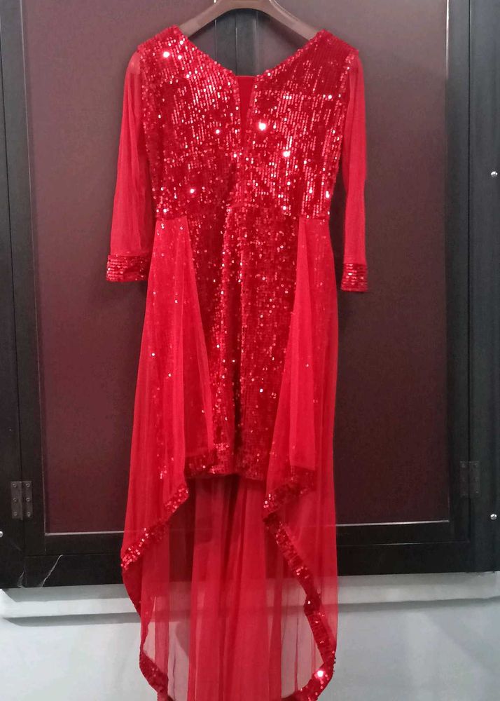 Red Sequin Ethnic Gown