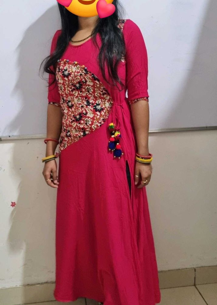 A Line Slit Kurti Soft Rayon Fabric